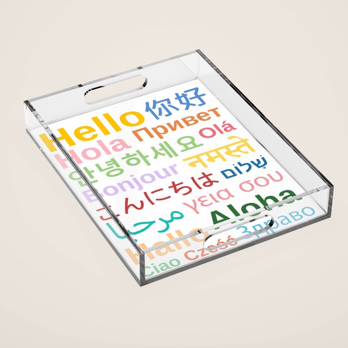 Hello In Different Languages Acrylic Tray Gallery Image 1
