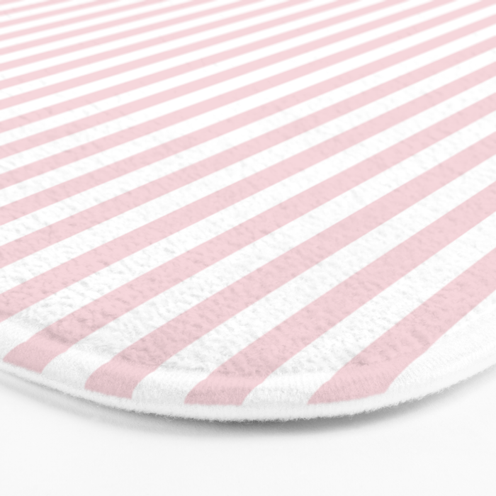 Pastel Pink & White Simple Stripe Bath Mat Gallery Image 3