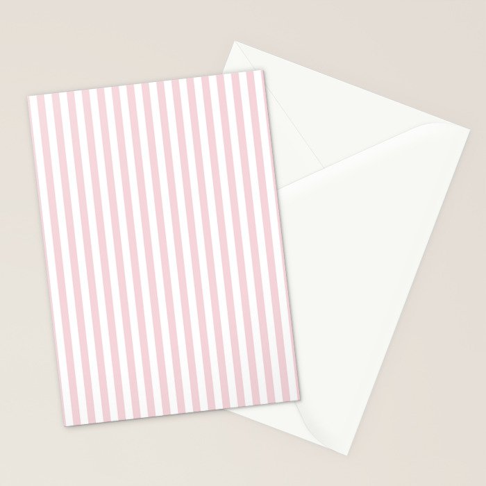 Pastel Pink & White Simple Stripe Stationery Card Gallery Image 2