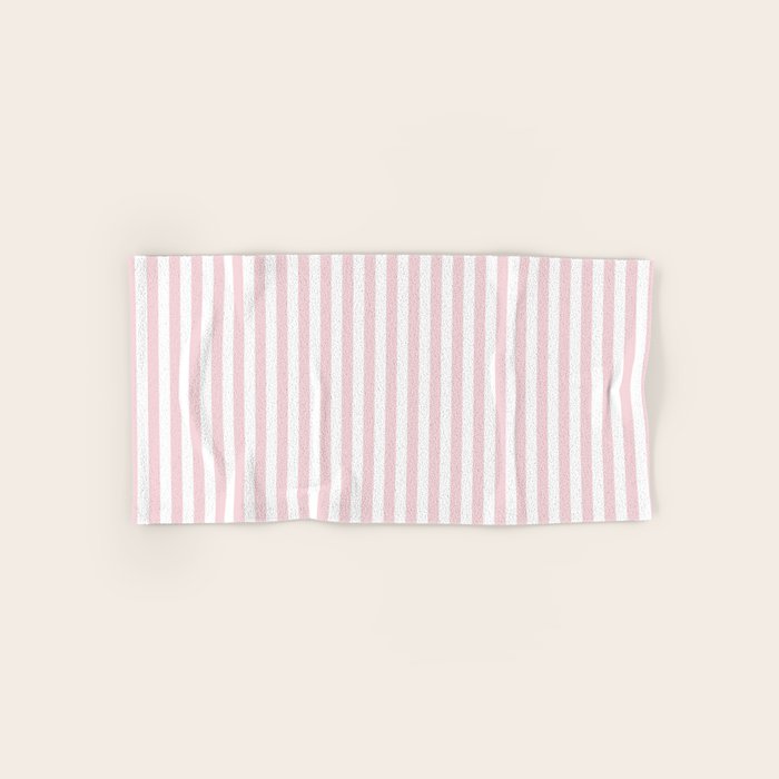 Pastel Pink & White Simple Stripe Bath Towel Gallery Image 1