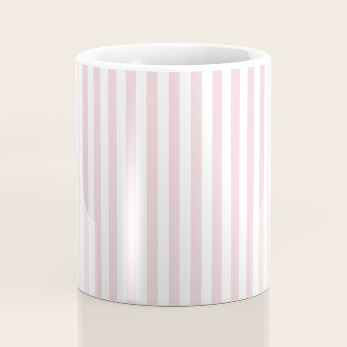 Pastel Pink & White Simple Stripe Coffee Mug Gallery Image 4