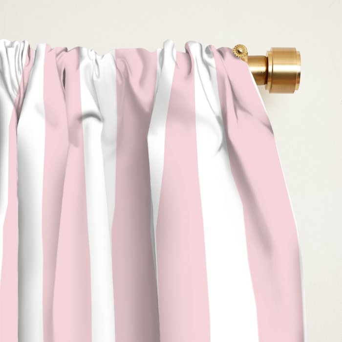 Pastel Pink & White Simple Stripe Window Curtain Gallery Image 2