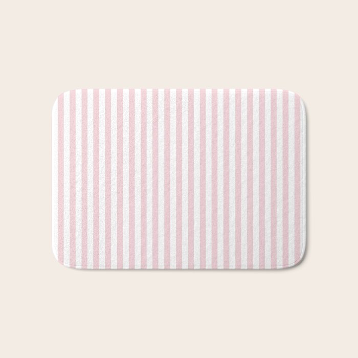 Pastel Pink & White Simple Stripe Bath Mat Gallery Image 1