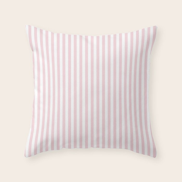 Pastel Pink & White Simple Stripe Throw Pillow Gallery Image 6