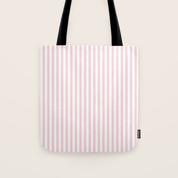 Pastel Pink & White Simple Stripe Tote Bag Gallery Image 1