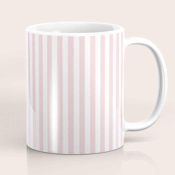 Pastel Pink & White Simple Stripe Coffee Mug Gallery Image 1