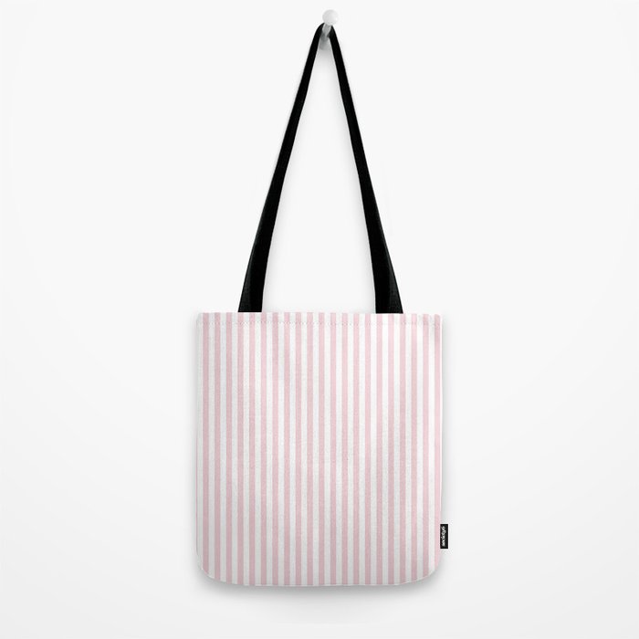 Pastel Pink & White Simple Stripe Tote Bag Gallery Image 2