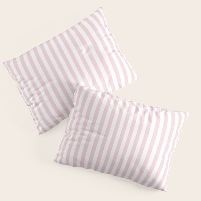Pastel Pink & White Simple Stripe Pillow Sham Gallery Image 1