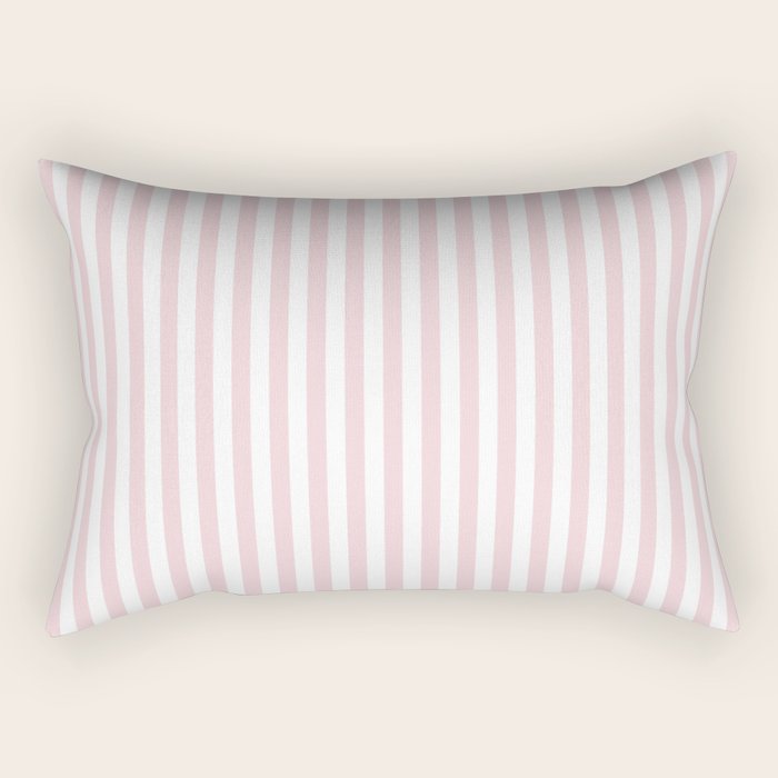 Pastel Pink & White Simple Stripe Rectangular Pillow Gallery Image 2