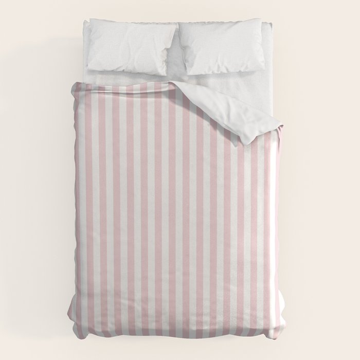 Pastel Pink & White Simple Stripe Duvet Cover Gallery Image 1