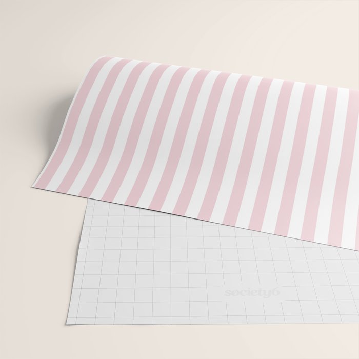 Pastel Pink & White Simple Stripe Wrapping Paper Gallery Image 2