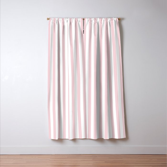 Pastel Pink & White Simple Stripe Window Curtain Gallery Image 3