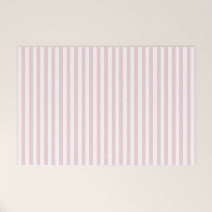 Pastel Pink & White Simple Stripe Welcome Mat Gallery Image 1