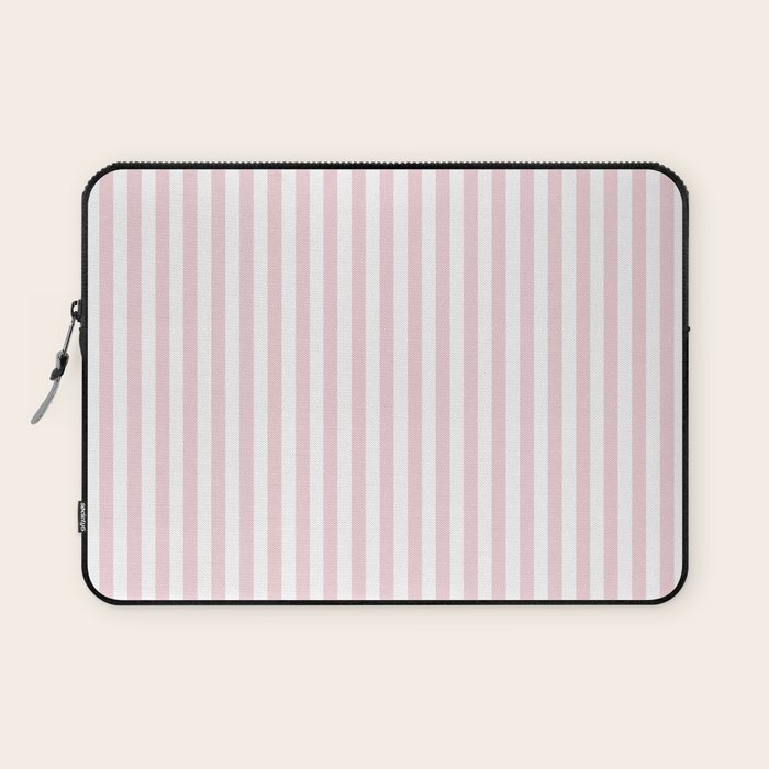 Pastel Pink & White Simple Stripe Laptop Sleeve Gallery Image 1