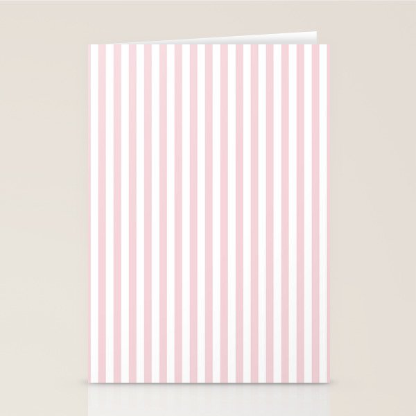 Pastel Pink & White Simple Stripe Stationery Card Gallery Image 1