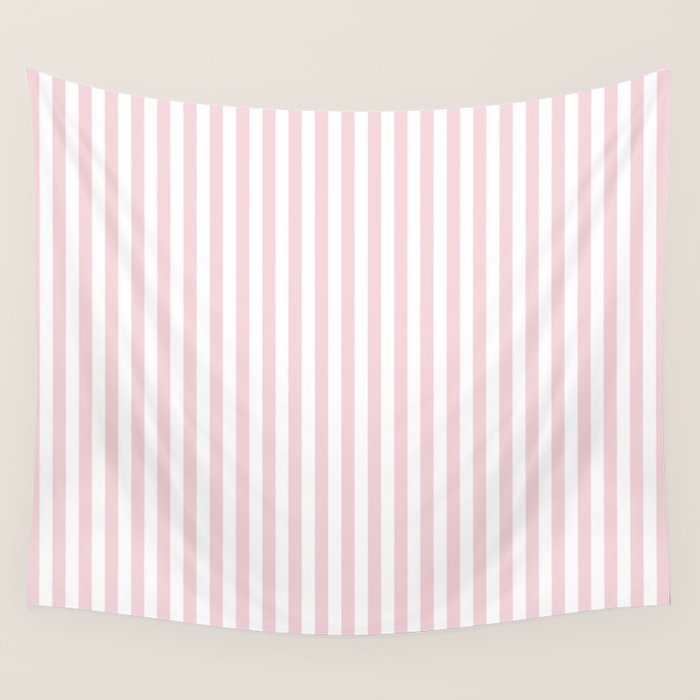 Pastel Pink & White Simple Stripe Wall Tapestry Gallery Image 4
