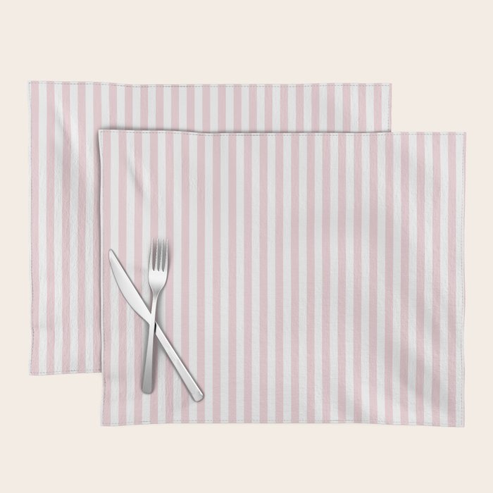 Pastel Pink & White Simple Stripe Placemat Gallery Image 1