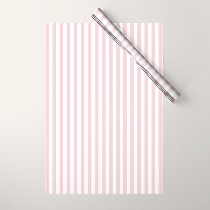 Pastel Pink & White Simple Stripe Wrapping Paper Gallery Image 1
