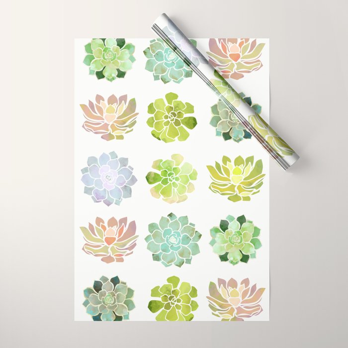 Spring Succulents Wrapping Paper Gallery Image 1