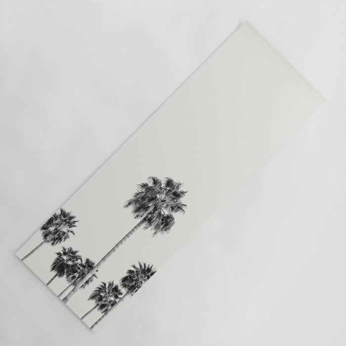 Los Angeles Palm Trees - Black and White Photography Yoga Mat Gallery Image 1