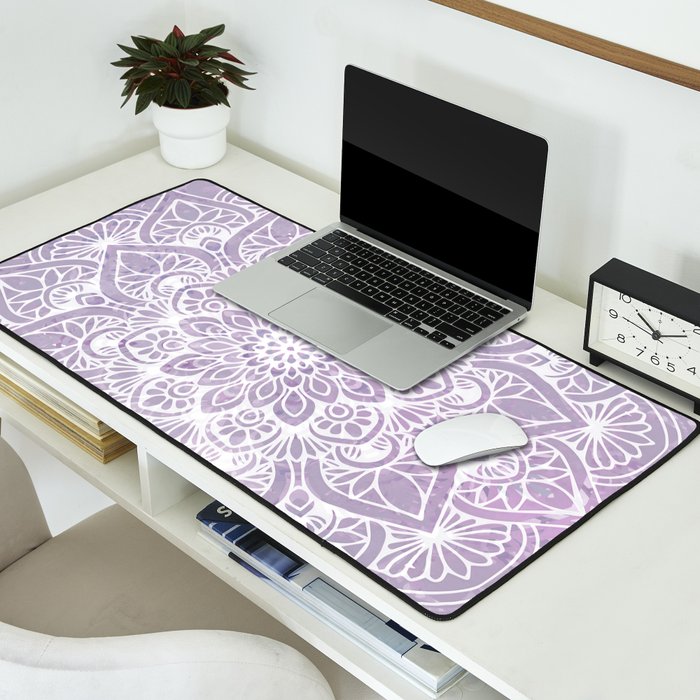 Boho, Mandala, Flower, Purple Desk Mat Gallery Image 2
