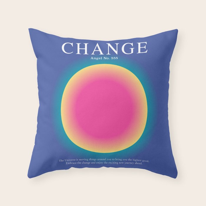 Gradient Angel Numbers: Angel Number 555 - Change Throw Pillow Gallery Image 1