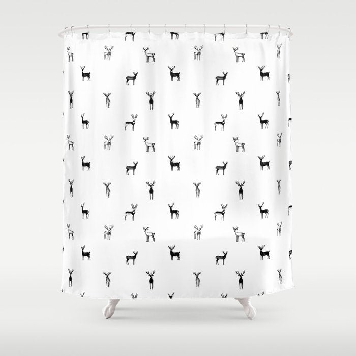 Reindeer animal doodle art pattern Shower Curtain Gallery Image 1