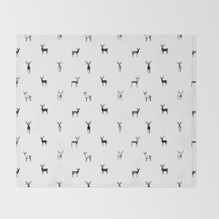Reindeer animal doodle art pattern Throw Blanket Gallery Image 2