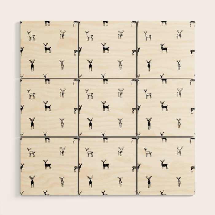 Reindeer animal doodle art pattern Wood Wall Art Gallery Image 1