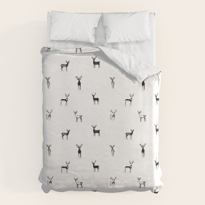 Reindeer animal doodle art pattern Duvet Cover Gallery Image 1