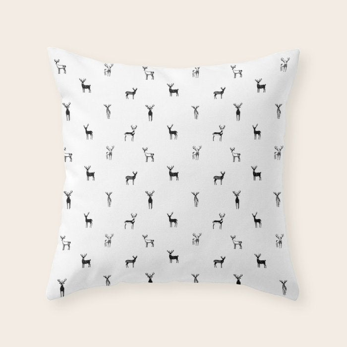 Reindeer animal doodle art pattern Throw Pillow Gallery Image 6