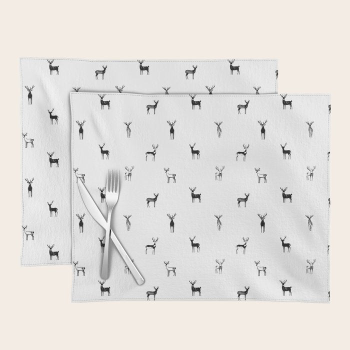 Reindeer animal doodle art pattern Placemat Gallery Image 1