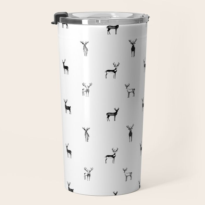 Reindeer animal doodle art pattern Travel Mug Gallery Image 3