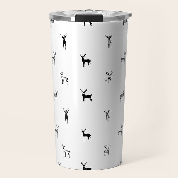 Reindeer animal doodle art pattern Travel Mug Gallery Image 1