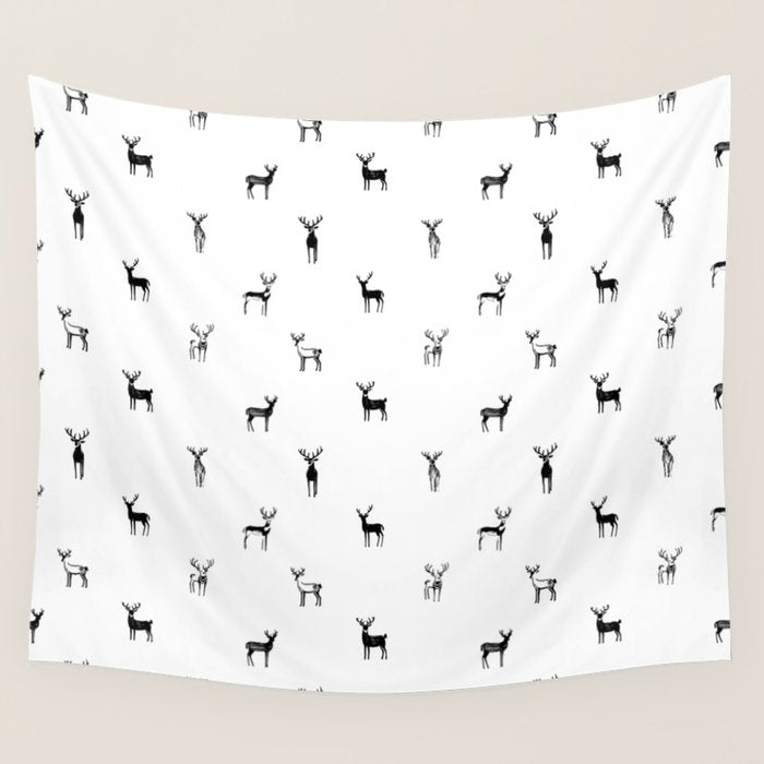 Reindeer animal doodle art pattern Wall Tapestry Gallery Image 4