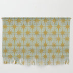 Midcentury Modern Atomic Starburst Pattern in Retro Celadon and Muted Mustard  Wall Hanging Gallery Image 1