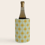 Midcentury Modern Atomic Starburst Pattern in Retro Celadon and Muted Mustard  Wine Chiller Gallery Image 1