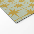 Midcentury Modern Atomic Starburst Pattern in Retro Celadon and Muted Mustard  Welcome Mat Gallery Image 2