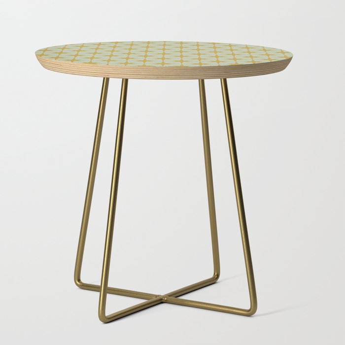 Midcentury Modern Atomic Starburst Pattern in Retro Celadon and Muted Mustard  Side Table Gallery Image 1