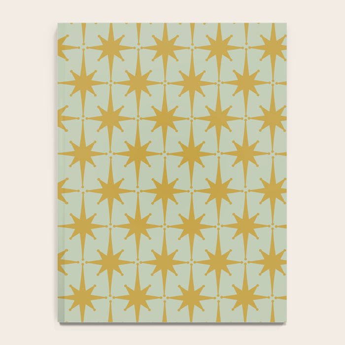 Midcentury Modern Atomic Starburst Pattern in Retro Celadon and Muted Mustard  Notebook Gallery Image 4