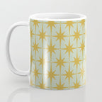 Midcentury Modern Atomic Starburst Pattern in Retro Celadon and Muted Mustard  Coffee Mug Gallery Image 3