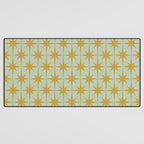 Midcentury Modern Atomic Starburst Pattern in Retro Celadon and Muted Mustard  Desk Mat Gallery Image 3