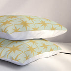 Midcentury Modern Atomic Starburst Pattern in Retro Celadon and Muted Mustard  Pillow Sham Gallery Image 3