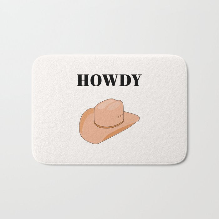 Howdy - Cowboy Hat Neutral Beige Bath Mat Gallery Image 1