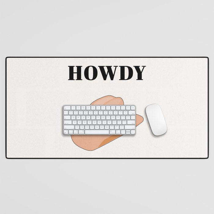 Howdy - Cowboy Hat Neutral Beige Desk Mat Gallery Image 1