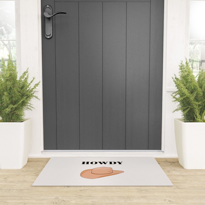 Howdy - Cowboy Hat Neutral Beige Welcome Mat Gallery Image 3