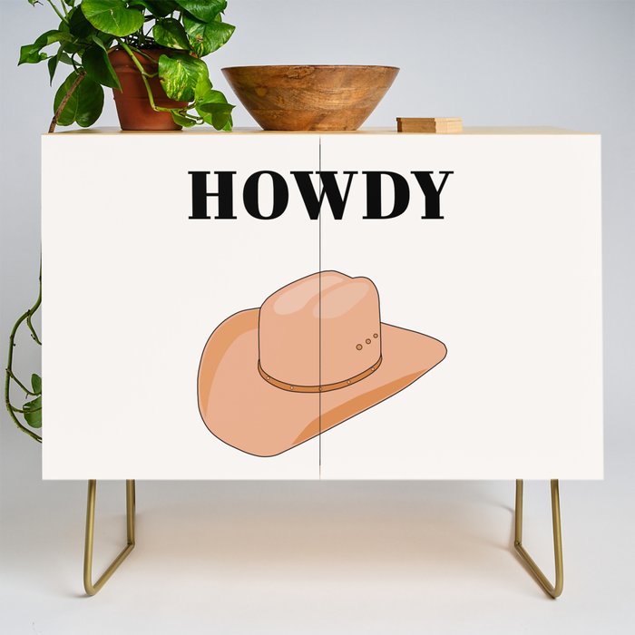 Howdy - Cowboy Hat Neutral Beige Credenza Gallery Image 1