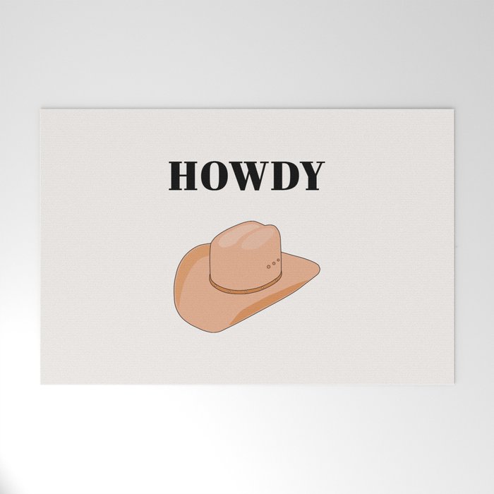 Howdy - Cowboy Hat Neutral Beige Welcome Mat Gallery Image 1