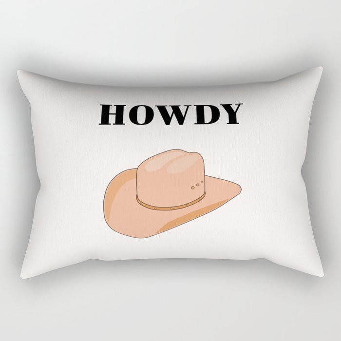 Howdy - Cowboy Hat Neutral Beige Rectangular Pillow Gallery Image 2