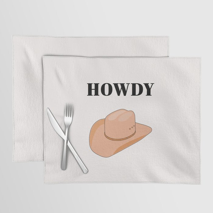 Howdy - Cowboy Hat Neutral Beige Placemat Gallery Image 1
